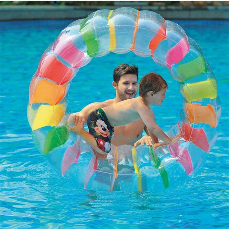 Roue à eau gonflable colorée pour enfants, rouleau géant flottant pour piscine, jouet rampant