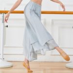 Pantalon de danse classique, tenue ample à jambes larges, 2 couches