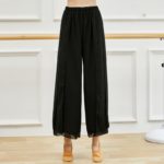 Pantalon de danse classique en mousseline de soie rouge, ample, deux couches, fente latérale – Image 5