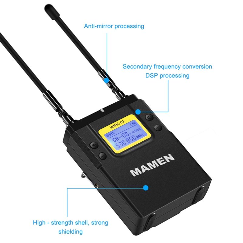 Microphone sans fil UHF professionnel, avec 50 canaux sélectionnables, portée de 60m pour caméras DSLR – Image 3