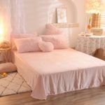 Ensemble 5 pièces, housse de couette en peluche, drap plat, oreiller en forme de cœur et taies d'oreiller – Image 6