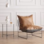 Fauteuil design industriel en cuir PU, structure en métal – Image 2