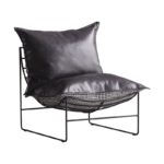 Fauteuil design industriel en cuir PU, structure en métal