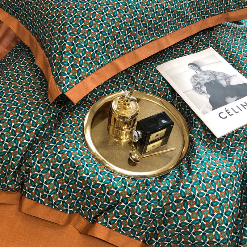 Ensemble 4 pièces en coton égyptien imprimé, housse de couette, drap de lit et taies d'oreiller – Image 3