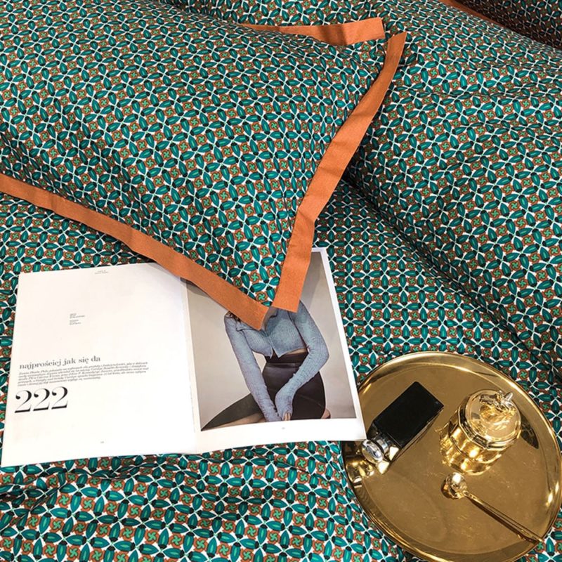 Ensemble 4 pièces en coton égyptien imprimé, housse de couette, drap de lit et taies d'oreiller – Image 5