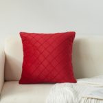 Housse de coussin en velours à rayures, couleur unie, 45x45 cm – Image 2
