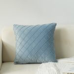 Housse de coussin en velours à rayures, couleur unie, 45x45 cm – Image 6