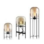 Lampadaire sur pied en verre ambré ou fumé, 40W