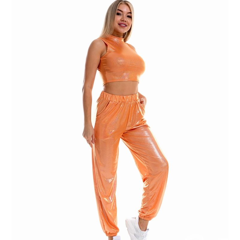 Ensemble deux pièces pour Pole dance, holographique, haut court métallique – Image 4