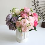 Bouquet de fleurs pivoines artificielles en soie, 30 cm – Image 5