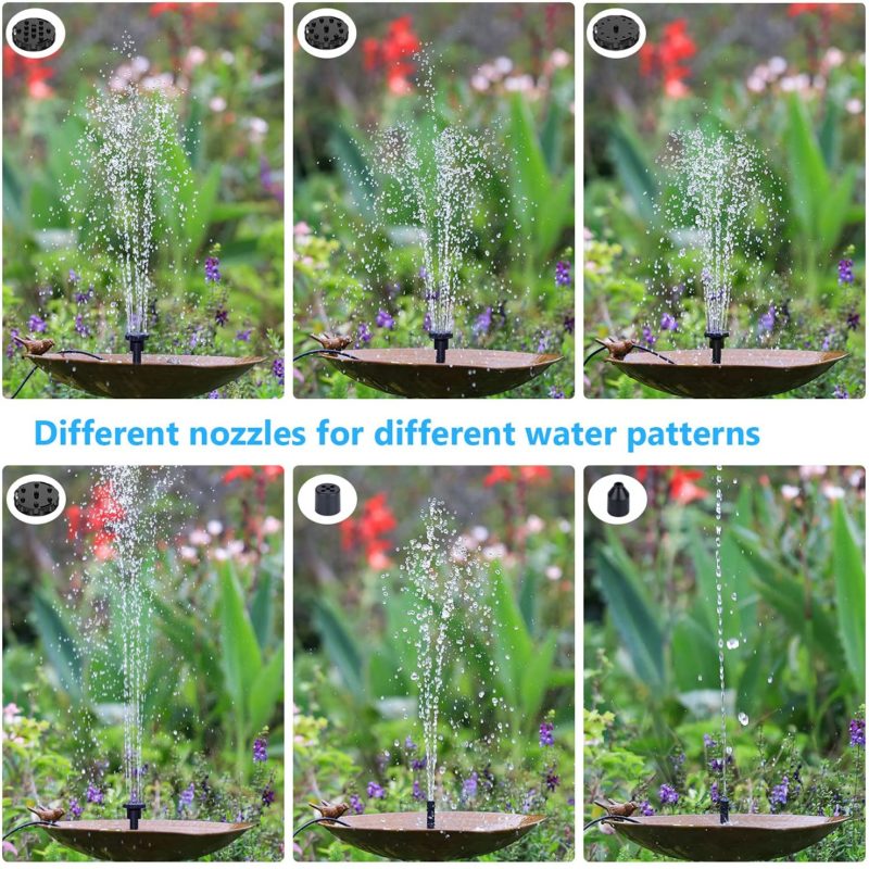 Ensemble fontaine solaire 2.5W, avec 6 buses, pompe à énergie solaire pour étang – Image 5