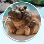 Fontaine d'eau hippopotame en résine, 16 cm – Image 3