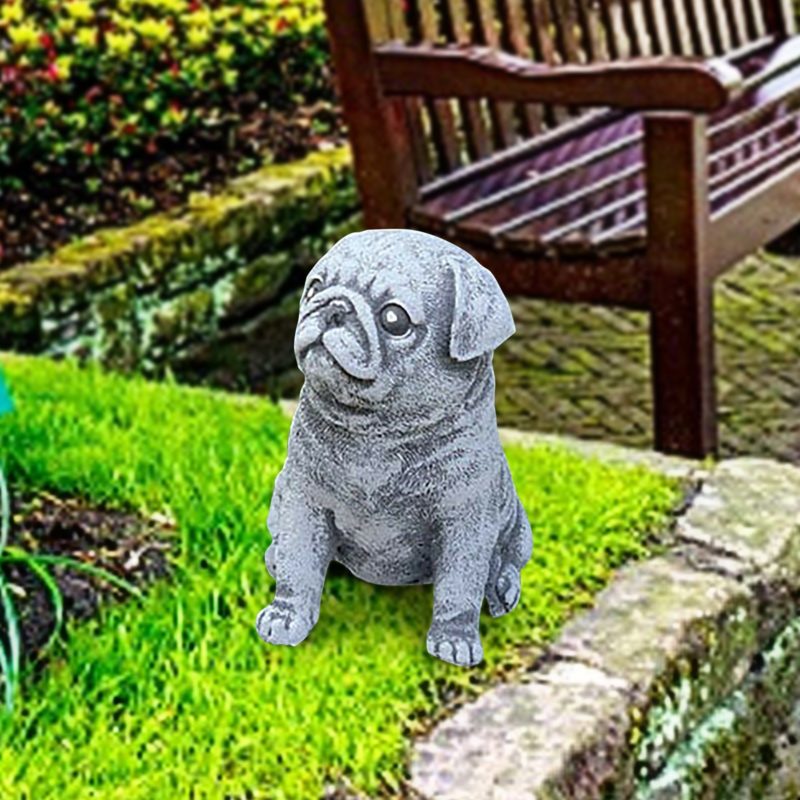 Figurine animale de Carlin en résine, décoration de jardin, 15 cm – Image 2
