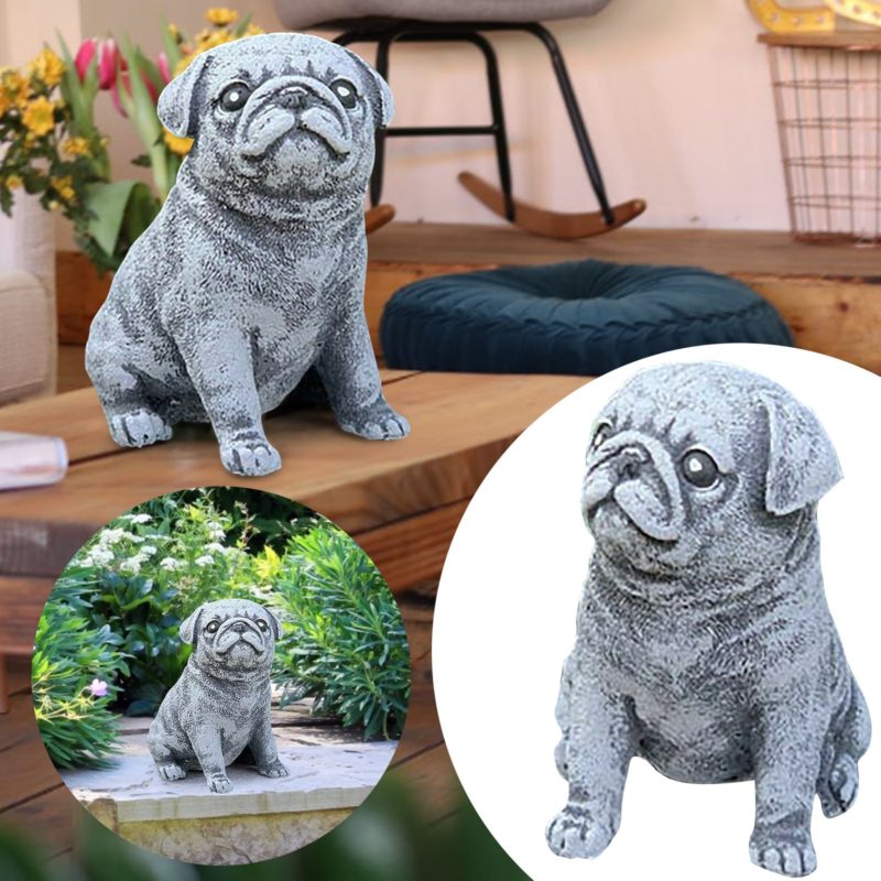 Figurine animale de Carlin en résine, décoration de jardin, 15 cm