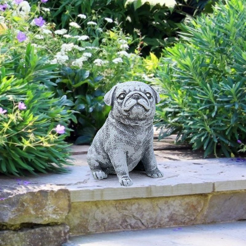 Figurine animale de Carlin en résine, décoration de jardin, 15 cm – Image 3