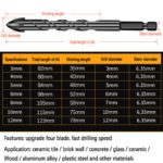 Lot de 7 forets à tige hexagonale transversale de 3 à 12mm, en alliage dur – Image 5