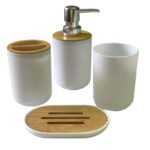 Lot de 4 accessoires de salle de bain, Bambou – Image 2