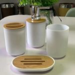 Lot de 4 accessoires de salle de bain, Bambou – Image 3