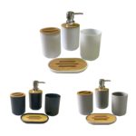 Lot de 4 accessoires de salle de bain, Bambou