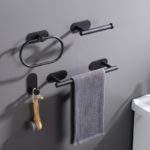 Ensemble 4 pcs, porte-serviettes, porte-papier toilette, porte-manteau, crochet pour peignoir