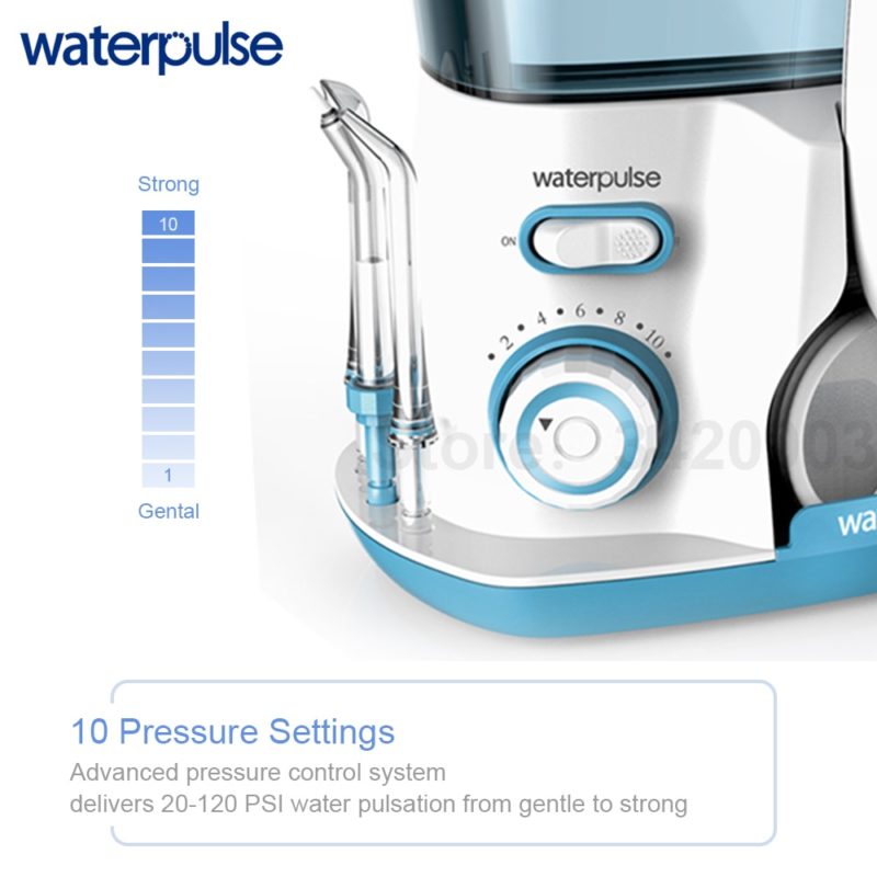 Waterpulse V300, Irrigation orale 800ml, soins dentaire, 10 niveaux de pression réglable – Image 3