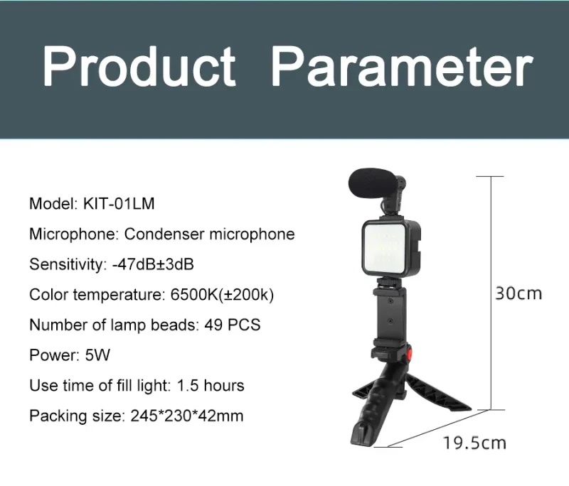 Kit de tournage vidéo professionnel Vlogging, avec Mini trépied, Bluetooth, contrôle Selfie, pour caméra SLR, enregistrement sur Smartphone – Image 14