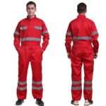 Salopette de mécanicien 100% coton, avec rayures réfléchissantes