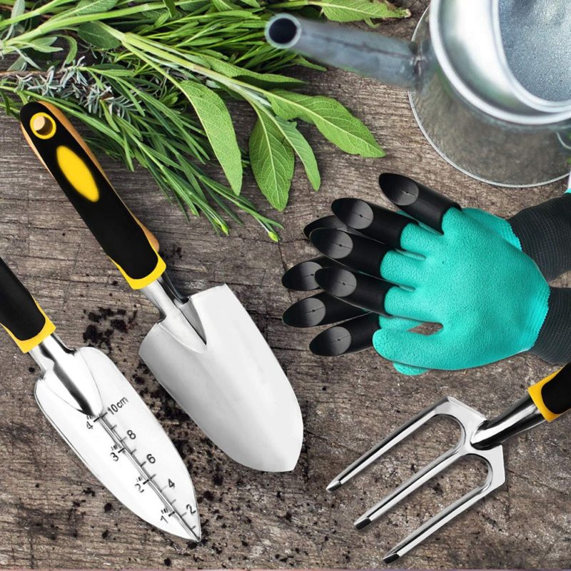 Ensemble d'outils de jardin avec gants de jardinage pour le désherbage, 4 pièces – Image 2