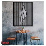 Art mural en bois, portrait de visage à rayures verticales, design moderne – Image 6