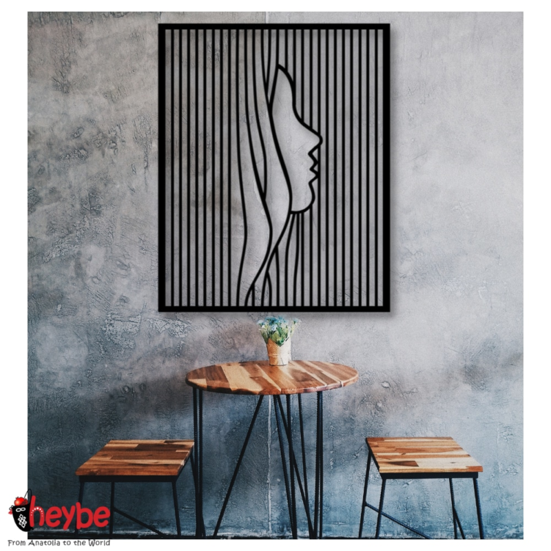 111284-gv0udd.png Art mural en bois, portrait de visage à rayures verticales, design moderne – Image 6