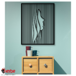 Art mural en bois, portrait de visage à rayures verticales, design moderne – Image 4