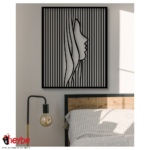 Art mural en bois, portrait de visage à rayures verticales, design moderne