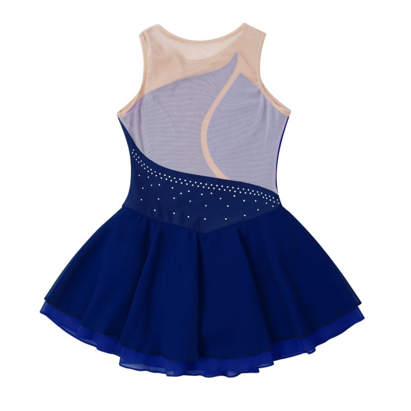 Costume de patinage artistique, danse lyrique pour enfant, strass brillant – Image 6