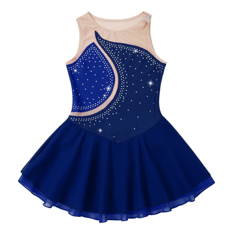 Costume de patinage artistique, danse lyrique pour enfant, strass brillant – Image 5