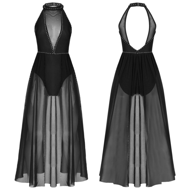 113374-is2qnf.jpg Robe longue de danse pour femme, à strass, col licou, Léotard lyrique – Image 5