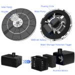 Fontaine à eau solaire 5.5W à LED avec 16 Buses, 3000mAh, pour jardin, bain d'oiseaux, étang – Image 3