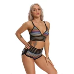 Ensemble de fitness 2 pièces, short et haut court, taille haute, dos nu, imprimé – Image 18