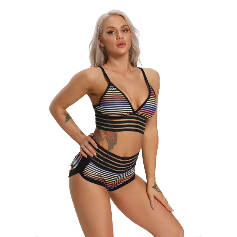 H674914c5da284837b760551657378faao Ensemble de fitness 2 pièces, short et haut court, taille haute, dos nu, imprimé – Image 18