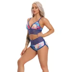 Ensemble de fitness 2 pièces, short et haut court, taille haute, dos nu, imprimé – Image 11