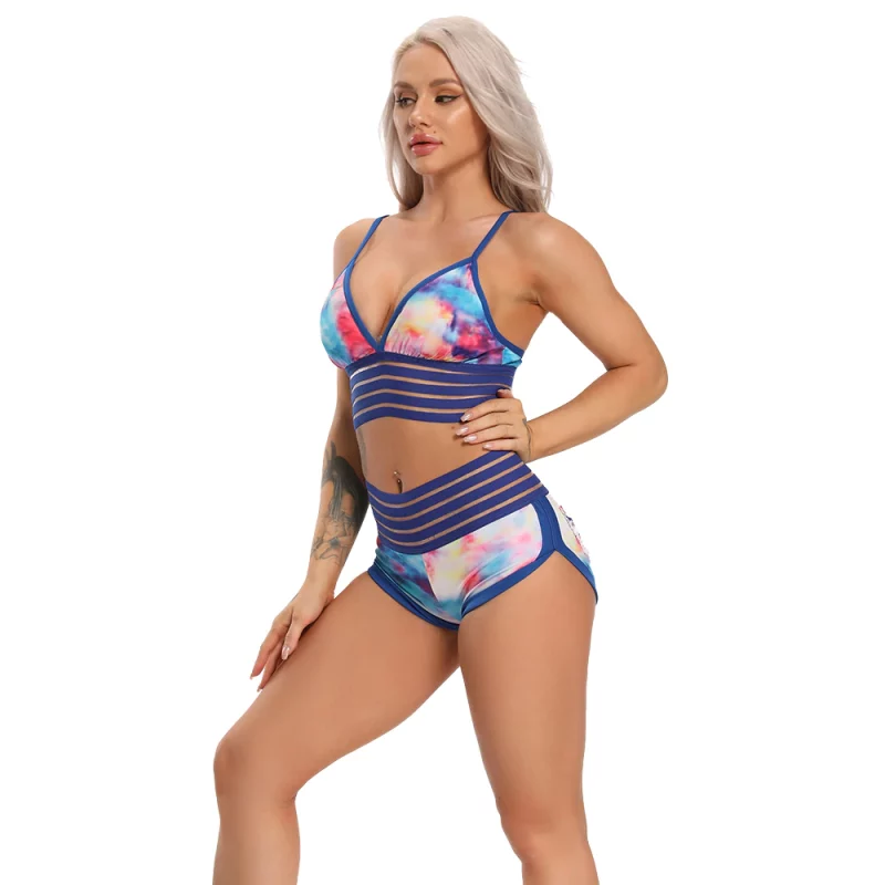 H9e2f0a31d0c945468de6e19d65432779e Ensemble de fitness 2 pièces, short et haut court, taille haute, dos nu, imprimé – Image 11