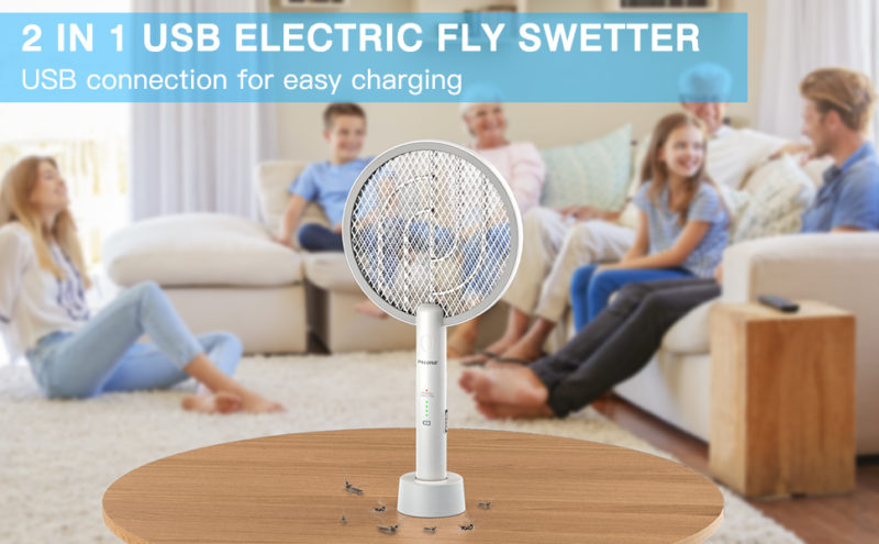 Lampe anti-moustiques portable USB, 3000V, avec batterie 1200mAh, 3 couches – Image 6