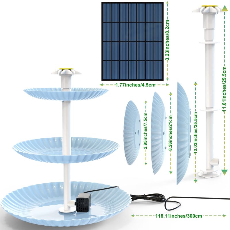 Ensemble de fontaine solaire 2.5W à 3 niveaux, adapté au bain d’oiseaux – Image 4