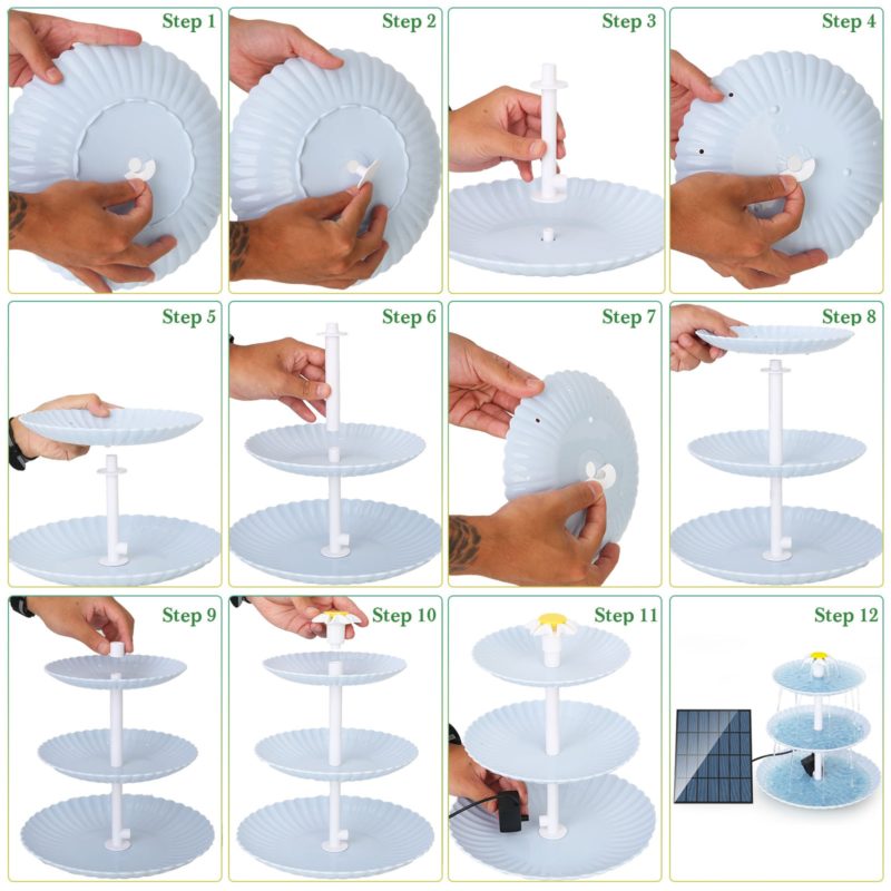 Ensemble de fontaine solaire 2.5W à 3 niveaux, adapté au bain d’oiseaux – Image 5