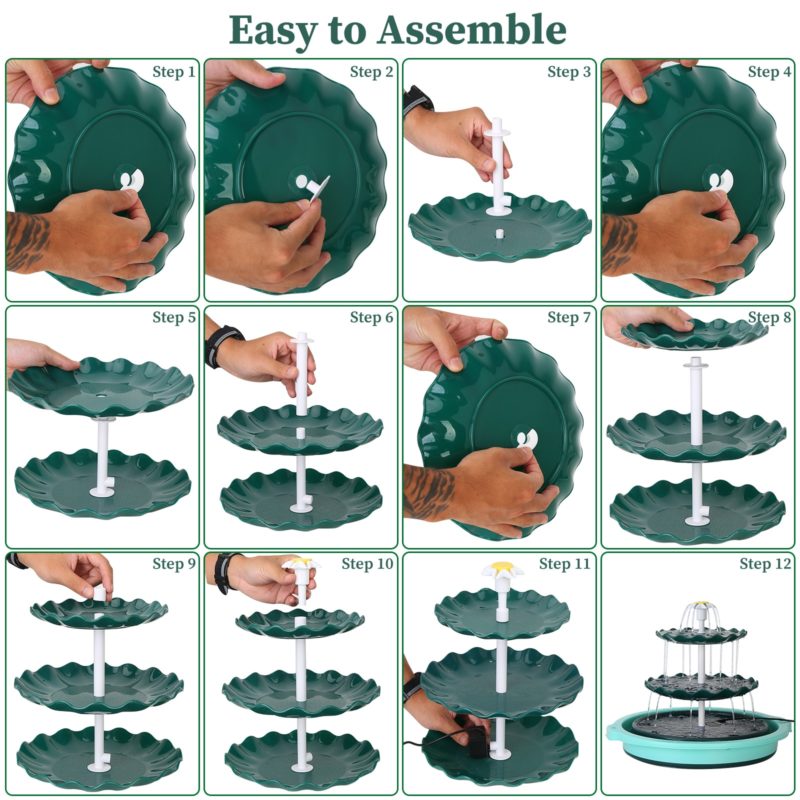 Ensemble de fontaine solaire 7.5W à 3 niveaux, adapté au bain d’oiseaux, pour jardin – Image 7