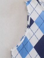 Robe mini sans manches, imprimée géométrique, slim, extensible et sexy – Image 5