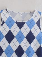 Robe mini sans manches, imprimée géométrique, slim, extensible et sexy – Image 4