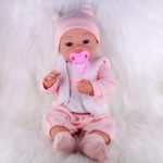 Poupée de bébé en silicone souple, imperméable, avec ours en peluche, 43 cm – Image 4