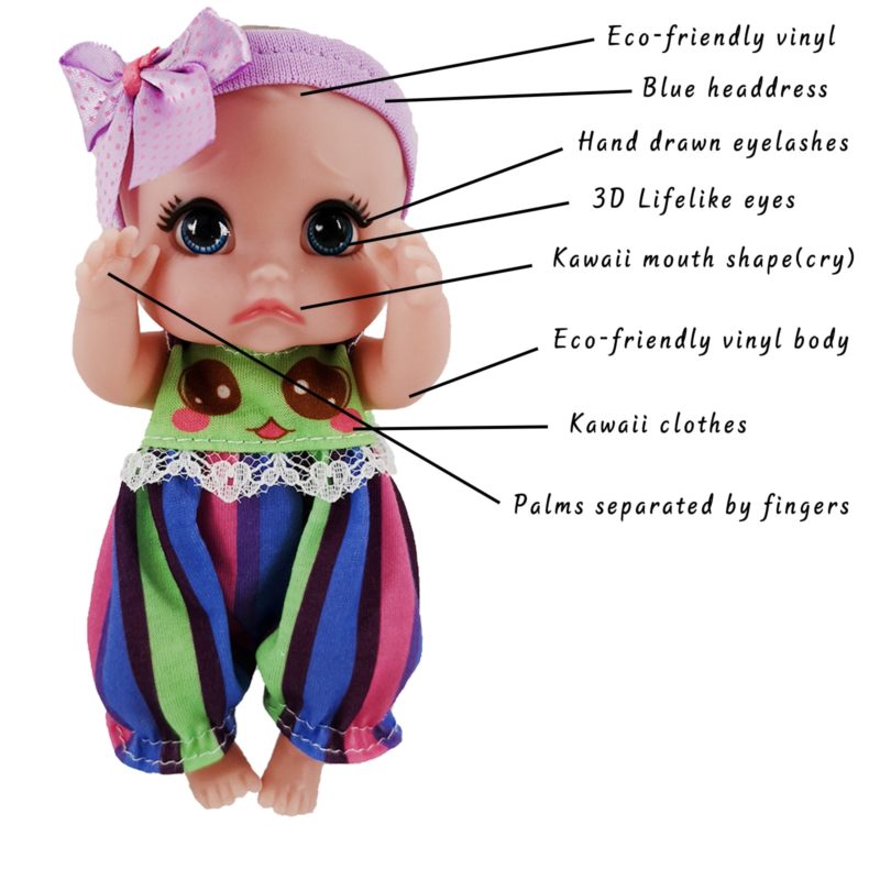 115245-kzpcpy.jpg Mini poupée en vinyle, poupon pivotant de poche, 15 cm – Image 5