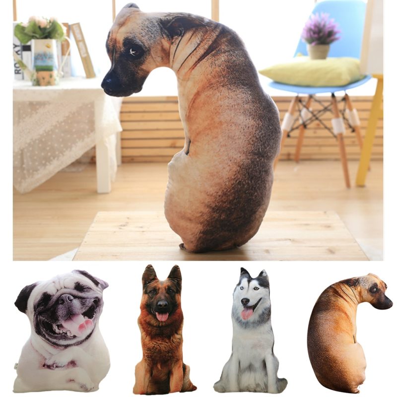 Coussin 3D en forme de chien, rembourrage en coton, 50 cm