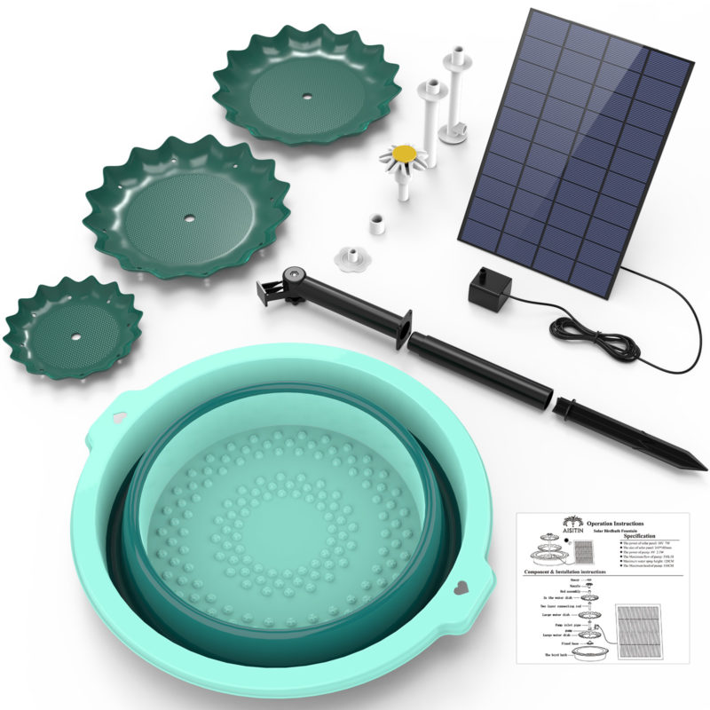 Ensemble de fontaine solaire 7.5W à 3 niveaux, adapté au bain d’oiseaux, pour jardin – Image 2